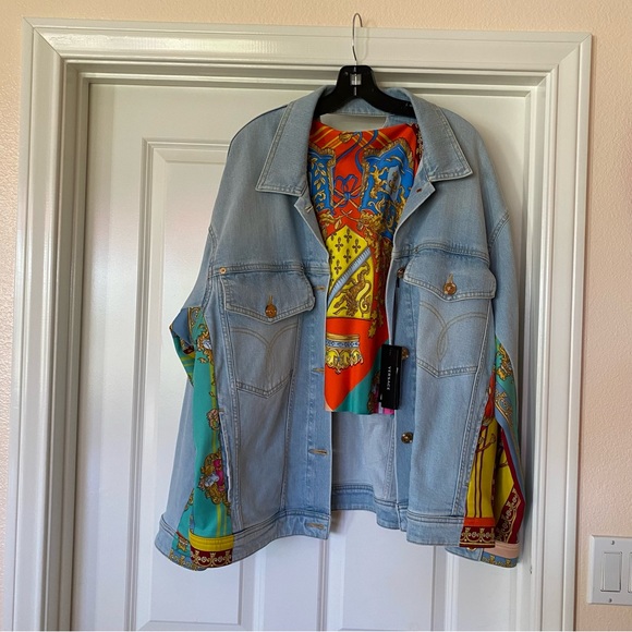 NWT VERSACE Mixed Media Denim Jacket - Picture 14 of 16